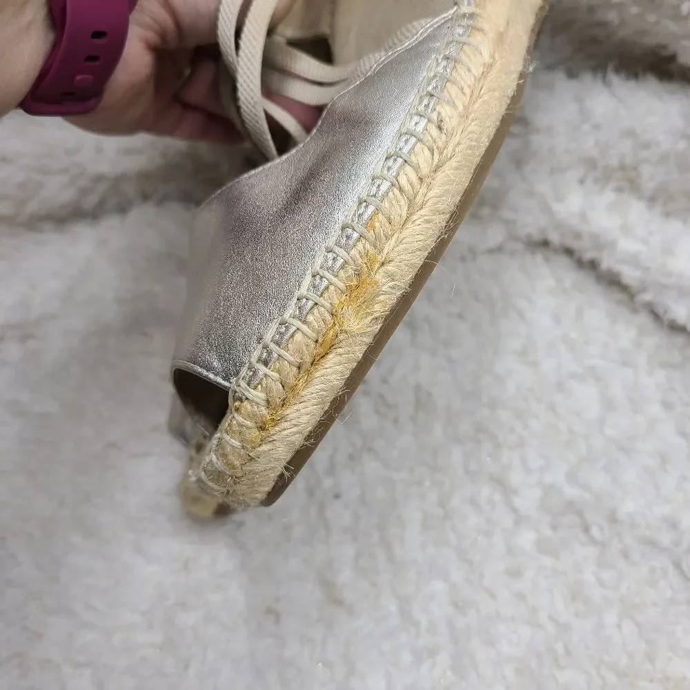 Abeo Bio System Delano Espadrille Wedge Metalic Sandals‎ Size 9